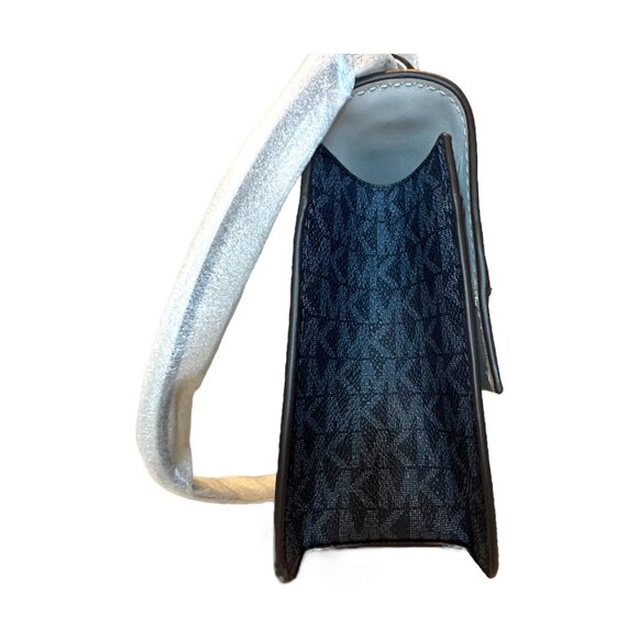 Michael Kors Greenwich Small Color-Block Signature Logo Crossbody Bag in a Navy - Picture 7 of 10